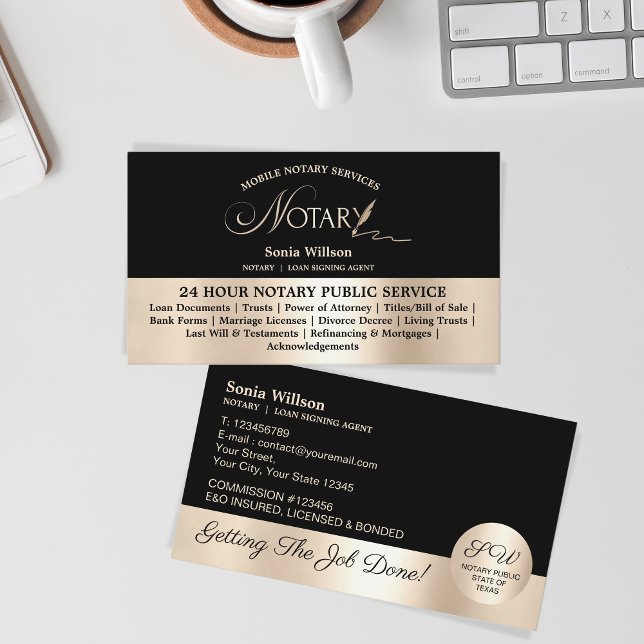 Stylish Mobile Notary & Loan Signing Agent Law Visitenkarte (Von Creator hochgeladen)