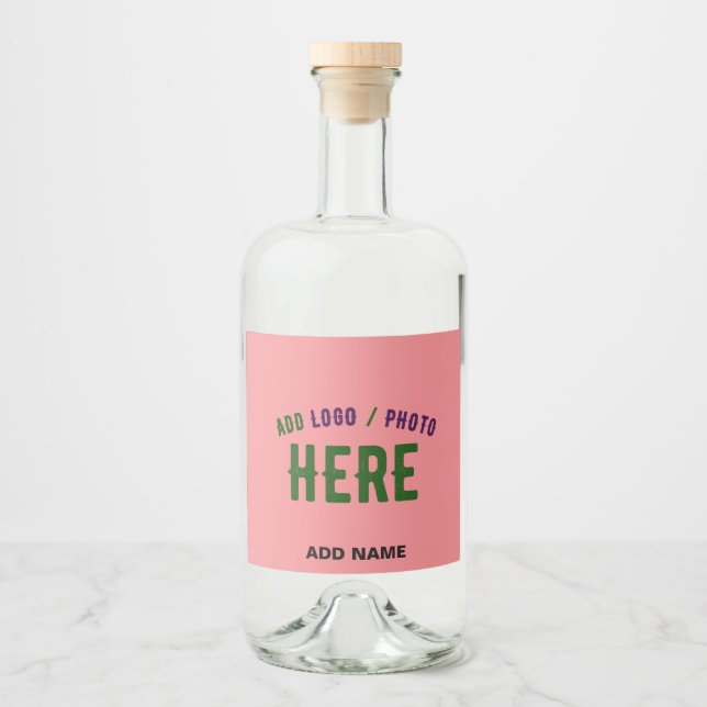 STYLISH MODERN CUSTOM SALMON PINK VERIFIED BRANDED ALKOHOLFLASCHENETIKETT (Vorderseite)