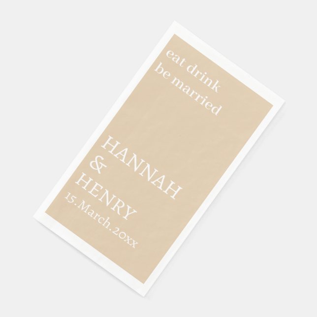 STYLISH MODERN CUSTOMIZED SCRIPT KHAKI WEDDING  SERVIETTE (Ecke)