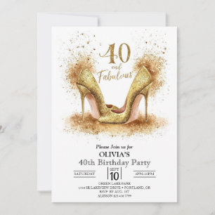 Stylish Modern Digital Gold 40. Geburtstag Einladung