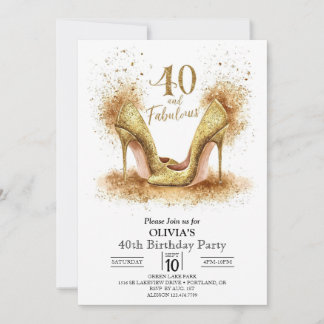 Stylish Modern Digital Gold 40. Geburtstag Einladung
