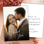 Stylish Modern Hand Lettered Script Photo Wedding  Dankeskarte<br><div class="desc">Romantic Stylish Modern Script Photo Wedding Thank You Card. Thank your guests with this elegant minimalist wedding one photo thank you card. Featuring a "Thank You" Hand Lettered Calligraphy Script, clean layout, refined calligraphy, and a timeless aesthetic, it’s perfect for modern and classic wedding styles alike. At the back side...</div>