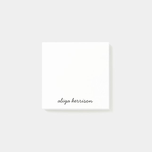 Stylish Modern Minimal White Monogram Post-it Klebezettel (Vorderseite)