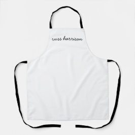 Stylish Modern Minimalist White Script Monogram Schürze