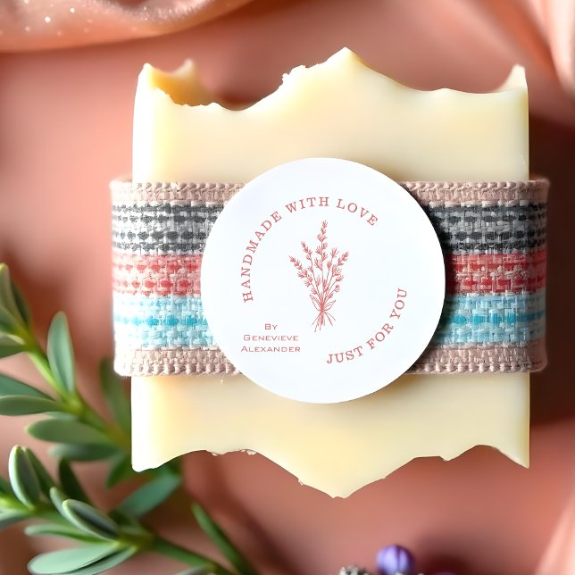 Stylish Modern Minimalist Wildflowers Bouquet  Gummistempel (Stylish Modern Minimalist Wildflowers Bouquet Rubber Stamps with Handmade Quote Artisans Business)