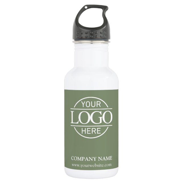 Stylish Modern Sage Green Company Business Logo Edelstahlflasche (Vorderseite)
