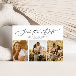 Stylish Modern Script 3-Foto Multi Save The Date