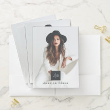 Stylish Modern Woman Entrepreneur Monogram Photo