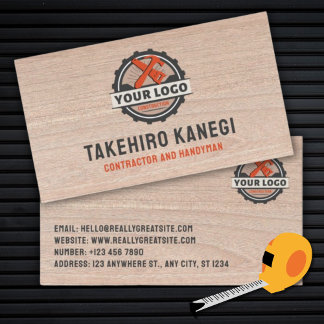 Stylish Modern Wood Construction Handyman Carpente Visitenkarte