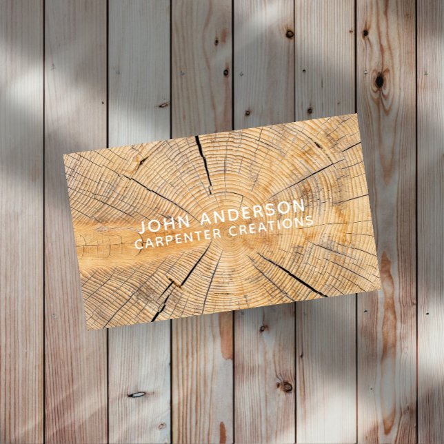 Stylish Modern Wooden Carpentry Business Card Visitenkarte (Von Creator hochgeladen)