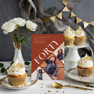 Stylish Moderne Quarante Invitation Anniversaire