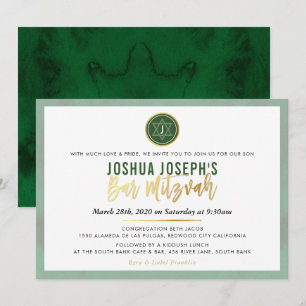 STYLISH MONOGRAM BAR MITZVAH-Wald Einladung