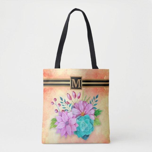 STYLISH MONOGRAM FLORAL TASCHE (Vorderseite)