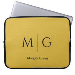 Stylish Monogram with Name Design M Gold Laptopschutzhülle