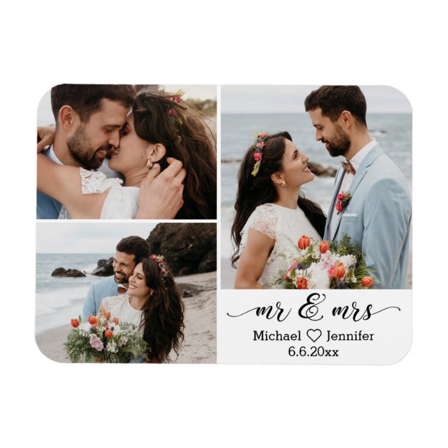 stylish mr & mrs wedding 3 Foto Collage Magnet (Horizontal)