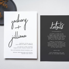 Stylish NAMES | Modern Details on Back Wedding Einladung