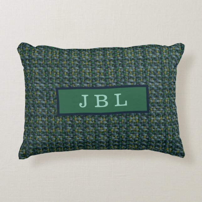 Stylish Oxford Tweed Monogram Dekokissen (Vorderseite)