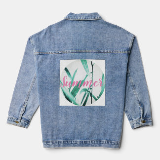Stylish Pale Green Plant Summer Vibes Jeansjacke