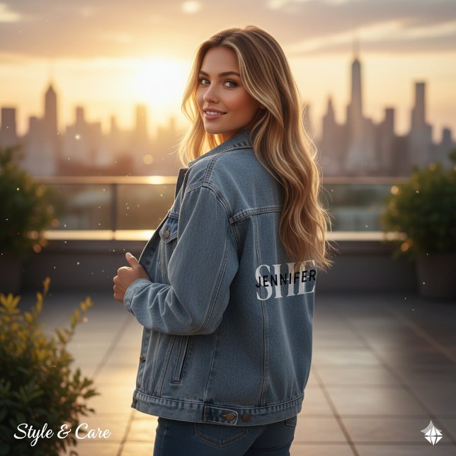 Stylish Personalized SHE Denim Jacket for Women Jeansjacke (Stylish Personalized SHE Denim Jacket for Women)