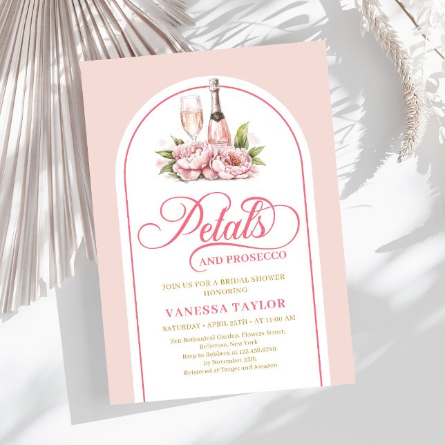 Stylish petals and prosecco watercolor bridal card einladung (Stylish petals and prosecco watercolor bridal card)