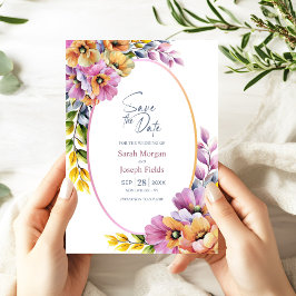 Stylish Pink and Orange Floral Save the Date Einladung