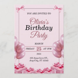 Stylish pink Birthday Invitation Card Einladung