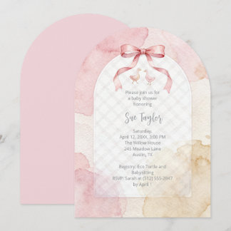Stylish Pink Coquette Bow Girl Baby Shower LPM26 Einladung