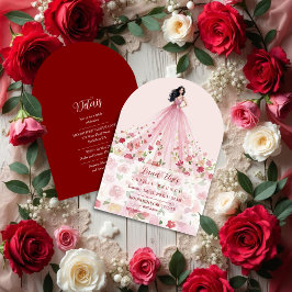 Stylish Pink Floral Tulle Model Bridal Shower Einladung
