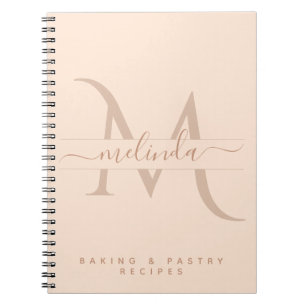 Stylish Pink Monogram Custom Text Feminine Recipe Notizblock