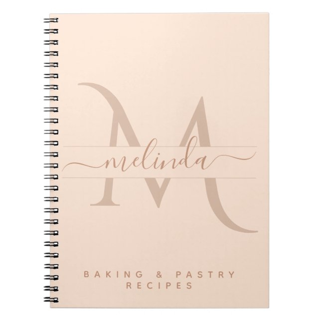 Stylish Pink Monogram Custom Text Feminine Recipe Notizblock (Vorderseite)