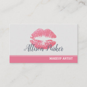 Stylish Pinke Lippen Glitter Makeup-Artist Visitenkarte