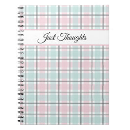 Stylish plaid with pastel gray, pink and blue notizblock