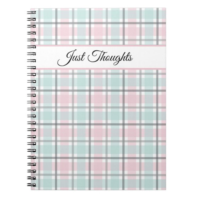Stylish plaid with pastel gray, pink and blue  notizblock (Vorderseite)
