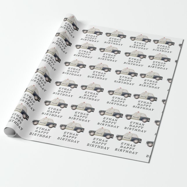 Stylish Police Kids Birthday Geschenkpapier (Ungerollt)