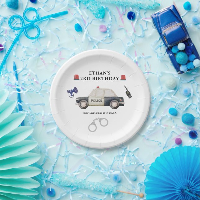 Stylish Police Kids Birthday Pappteller (Party)