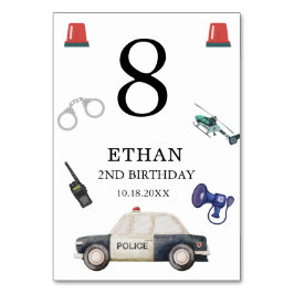 Stylish Police Kids Birthday Tischnummer