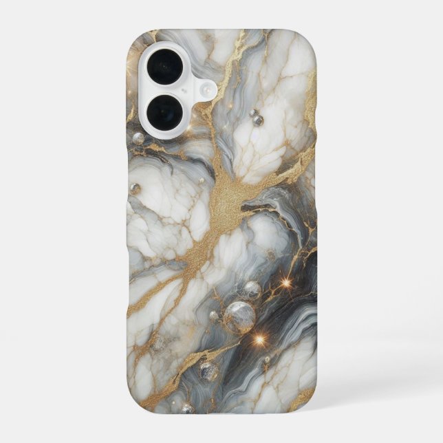 Stylish Premium Marble Phone Case/ iPhone 16 Fall Hülle (Rückseite)