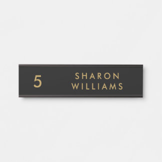 Stylish Professional Black and Gold Employee Name Türschild