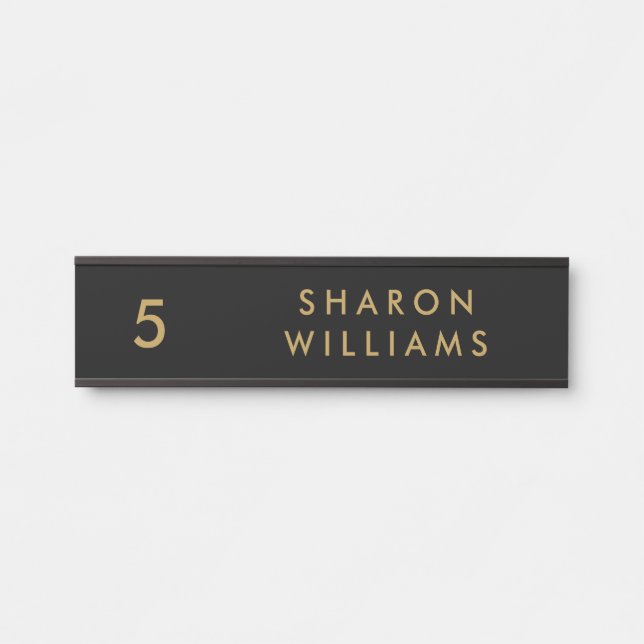 Stylish Professional Black and Gold Employee Name Türschild (Vorderseite )
