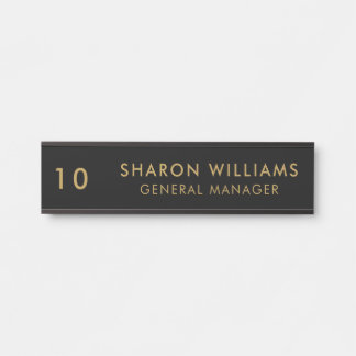 Stylish Professional Black Employee Name & Title Türschild