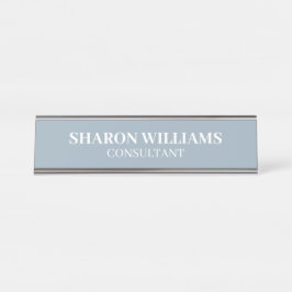 Stylish Professional Dusty Blue Minimalist Desk Schreibtischnamensplakette