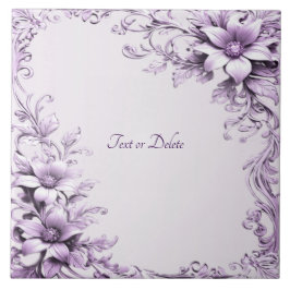 Stylish Purple Flowers Ceramic Tile Fliese