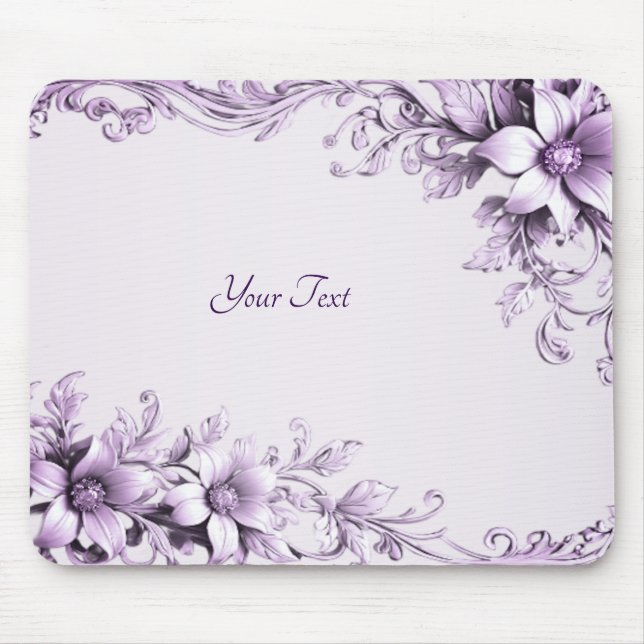 Stylish Purple Flowers Mousepad (Vorne)
