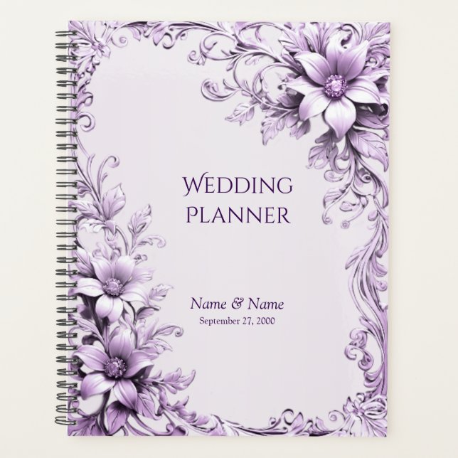 Stylish Purple Flowers Planner (Devant)