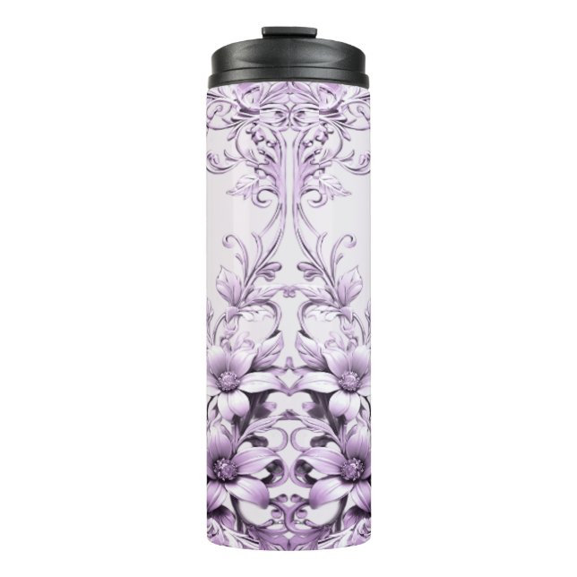 Stylish Purple Flowers Thermal Tumbler Thermosbecher (Vorderseite)