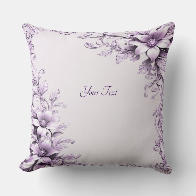 Stylish Purple Flowers Throw Pillow Kissen (Vorderseite)