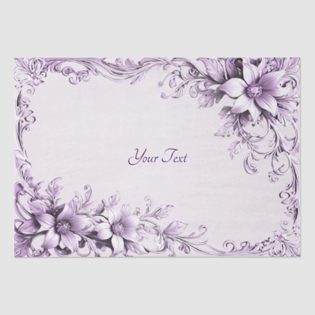 Stylish Purple Flowers Tissue Paper Seidenpapier (Vorderseite)