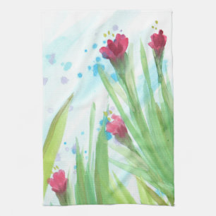 Stylish Red Floral Geschirrtuch