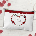 Stylish Red Rose Maid of Honor Makeup Bag Zubehörtasche<br><div class="desc">A stylish and practical thank-you gift for your Maid of Honor. This accessory pouch features our signature red rose heart design and a refined scalloped border. It is the perfect size for her to carry wedding day essentials while keeping her look polished and coordinated with the rest of the bridal...</div>