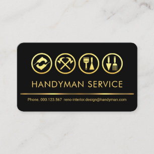 Stylish Retro Gold Werkzeug Linie Handwerker Visitenkarte